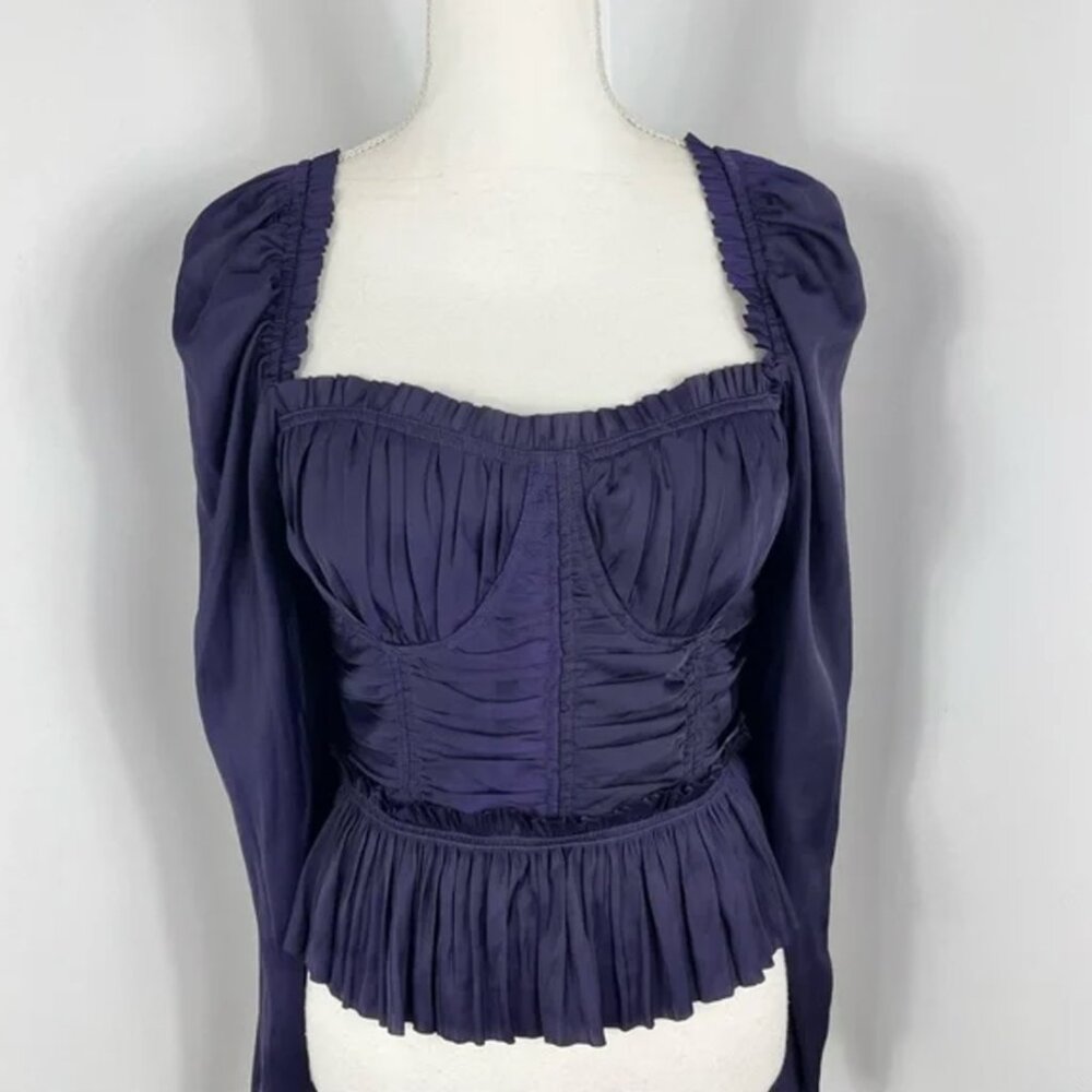 NWT - Ulla Johnson Mia bustier top - Gorgeous Dark Purple Eggplant Silky Satin - Picture 2 of 5